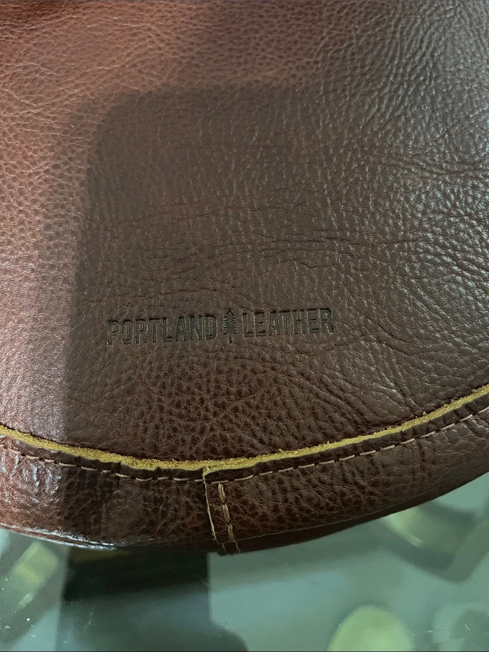 Portland Leather Burgundy Leather Messenger Bag with Tan Piping